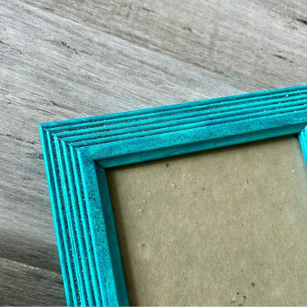 💸 5/20 Hand-painted Teal Turquoise Glitter Picture Frame 5 x 7